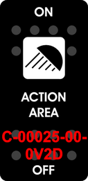 "ACTION AREA"  Black Switch Cap single White Lens  (ON)-OFF